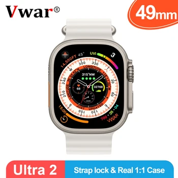 VWAR İzle ıwo Ultra 2 Smartwatch Her Zaman açık Ekran 49mm Titanyum akıllı saat Serisi 8 Gerçek SPO2 Sensörü Samsung Android IOS için