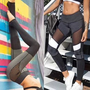 Kadın Splice Koşu Yoga Pantolon Yüksek Bel Örgü Dikişsiz Tayt Eğitim Spor Salonu Tayt Elastik Spor spor pantolonları