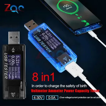 8 in1 QC2. 0 QC3. 0 DC 4-30v elektrik bankası Güç USB Kapasitesi voltmetre Akım Ölçer Monitör Dijital Voltmetre Ampermetre