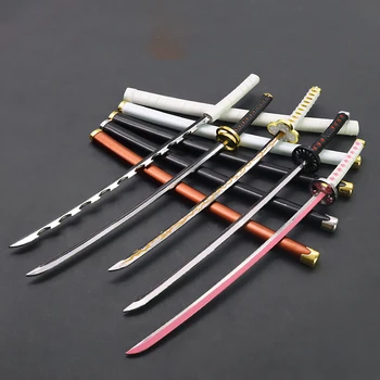 Iblis avcısı Kılıç Agatsuma Zenitsu Nichirin Bıçak Katana Kılıç Samuray Kraliyet Japon Katana Anime Silahlar Anahtarlık Oyuncak Çocuk için