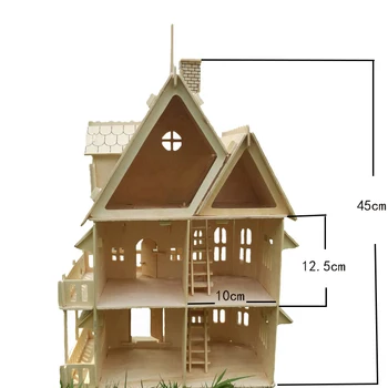 Ahşap minyatür dollhouse DIY bebek evi monte Eğitici oyuncak oyna pretend Mini 3D Stereo bulmaca evi çocuklar kızlar için