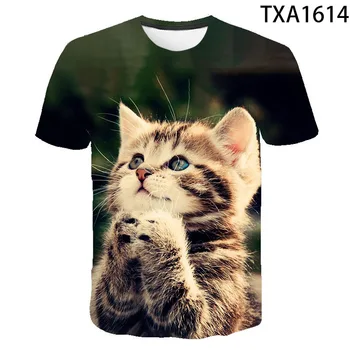 Hayvan T Shirt Güzel Yavru Kedi Komik Tee Kısa Kollu Yaz Kediler 3D baskılı tişört Erkek Kadın Çocuk Rahat Çocuk Serin Üstleri