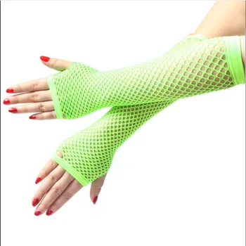 Kadınlar Seksi Kalın net fishnet elastik eldiven seksi uzun eldiven punk yarım parmak gece kulübü görgü eldiven Dropshipping