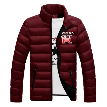 2022 Nissan GTR Baskı Özel erkek Pamuk kapitone ceket Harajuku Gençlik Kalınlaşmış Standı Yaka Kış sıcak tutan kaban