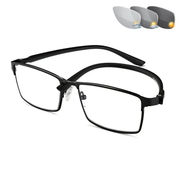 Fotokromizm Bitmiş Miyop Miyopi Gözlük Tam Metal Çerçeveler Derece Lens Diopters Gözlük-1-1.5-2-2.5-3-4-6