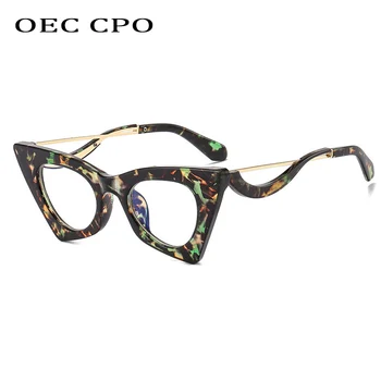 OEC CPO Retro Kedi Gözü Optik Gözlük Çerçeveleri Kadın Moda Şeffaf Lens Gözlük Kadın Reçete Gözlük Çerçevesi E678
