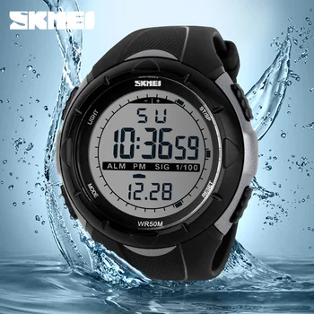Erkekler Spor Saatler 50m Su Geçirmez SKMEI Marka LED dijital saat Erkekler Kadınlar Yüzmek Tırmanma Açık Rahat Askeri Kol Saati