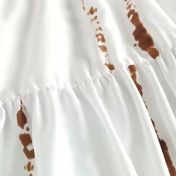 TRAF Etek Kadın 2021 Moda Batik Gevşek Uzun Etekler Zarif Midi Kadın Giyim Yüksek Belli Yaz Pilili Etek