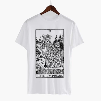 Tarot Kartı İmparatoriçe T Shirt %100 % Pamuk Estetik Komik Grafik Tees Casual Harajuku Sanat Alıntı Unisex Tee Üstleri kadın kıyafetleri