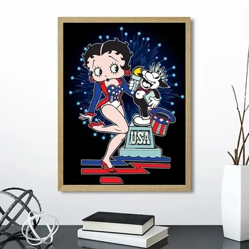 5D Elmas Boyama Karikatür Serin Kız Elmas Mozaik Nakış Tam Matkap Prenses Betty Resim Rhinestones Ev Dekor hediye