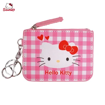 Kawai Anime Sanrios Hello Kittys Benim Melody Saklama çantası Kımlık Kredi Kartı Tutucu Pu Kart Kapak Sevimli Kolye Anahtarlık Kız Hediye