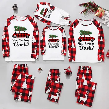 Karikatür Noel Ağacı Aile Bak Giyim Setleri aile pijamaları Anne Çocuk Pijama Baba Oğul Pijama 2 adet çocuk Pijamas