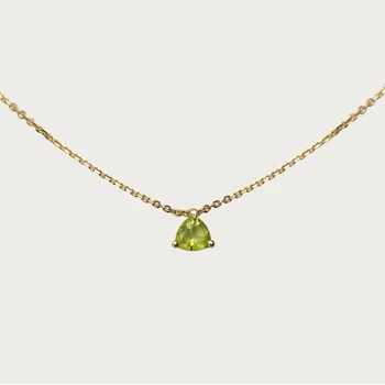 Orijinal tasarım gümüş kakma ışık lüks zeytin yeşil kolye taş kolye basit taze nişan bayanlar takı hediye
