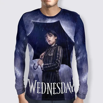 Serin Wendsday Addams Çarşamba T Shirt Erkek kadın kıyafetleri Moda Harajuku Tee Uzun Kollu 3D Baskı erkek tişört Streetwear Tops