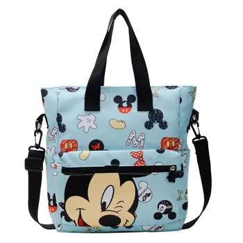 Yeni Disney Mickey Mouse Karikatür omuzdan askili çanta Tuval Su Geçirmez Moda Kadın Çanta Anime Yüksek Kare Kapasiteli Crossbody Çanta