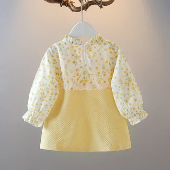 Elbise Kız Bahar Tatlı Sevimli Tarzı Yeni Uzun Kollu Ekose Prenses Elbise Bebek Kız Moda Yeni Yıl Çocuk Giysileri 0-3Y