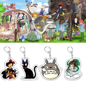 27 Adet / grup Anime Küçük cadı Kiki Anahtarlık Ruhların Kaçışı Yok Yüz Adam Totoro Akrilik Anahtarlık Cosplay Takı