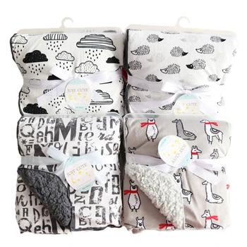 Bebek Battaniyesi Yeni Marka Kalınlaşmak Çift Katmanlı Mercan Polar Bebek Kundak Zarf Arabası Wrap Yenidoğan Bebek Yatak Battaniye