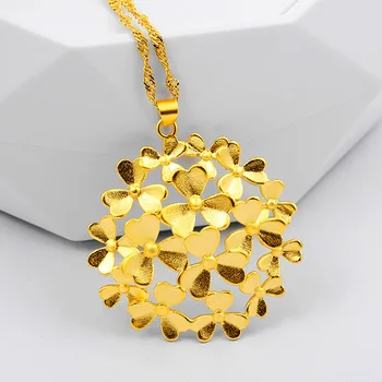 Moda bakır 24K altın renk çiçek şekli ışık lüks kolye hint Gerdanlık Zincir kolye kolye kadınlar için boyun takı