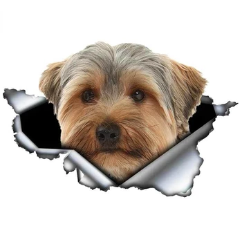 Yorkshire Terrier Araba Sticker Kişiselleştirilmiş Özelleştirme Desen Yırtık Metal Aplike Hayvan Tam Vücut Aksesuarları Pet Köpek
