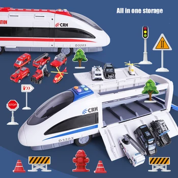 Tren Modeli Oyuncak araç seti Alaşım Şehir Demiryolu Metro Döküm Şehir Treni ışık ve Ses İle Araçlar ve Modeller Çocuklar Toddlers Boys İçin
