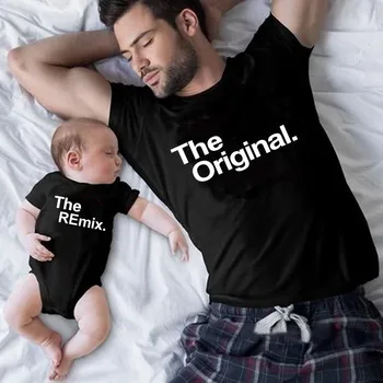 Orijinal Remix Aile Eşleştirme Kıyafetler Baba Anne Çocuk T-shirt Bebek Bodysuit Aile Bak Baba Oğul Giysileri babalar Günü Hediyesi