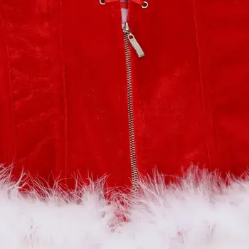Kadın Korse Yelek Seksi Noel Overbust Korse Üst Sapanlar Lace Up Fermuar Ön Korseler Bustiers Artı Boyutu Santa Kostüm