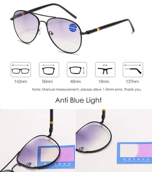 Moda Bifokal okuma gözlüğü degrade gri Lens güneş gözlüğü Anti mavi ışık erkekler kadınlar engelleme balıkçılık Presbiyopik Hipermetrop