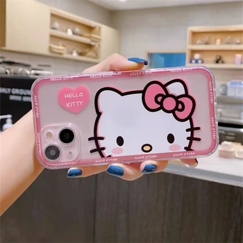 Kawaii Sanrio Hello Kitty Cinnamorol Sevimli Kedi Telefon Kılıfları İphone 13 12 11 Pro Max Mini Xr Xs Max 8X7 Se 2022 Arka Kapak