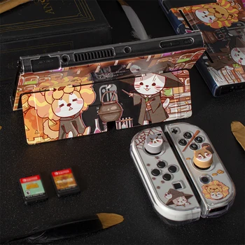 Sevimli Kedi Karikatür TPU PC Kasa Anahtarı OLED Koruyucu Kabuk NS Denetleyici Joy-Con Kılıf Kapak Nintendo Anahtarı Aksesuarları