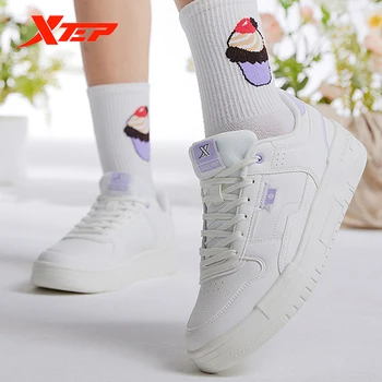 Xtep [Mu Bai] kadın Sneakers Nefes Yumuşak Kadın rahat spor ayakkabı Moda Bayanlar Beyaz ayakkabı 878318310018