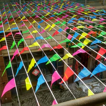 100 M Uzun Renkli Bunting Banner Doğum Günü Partisi Ev asılı dekorlar Kapalı Açık Gökkuşağı Bayrağı Tatil Dekorasyon ile 200 Fl