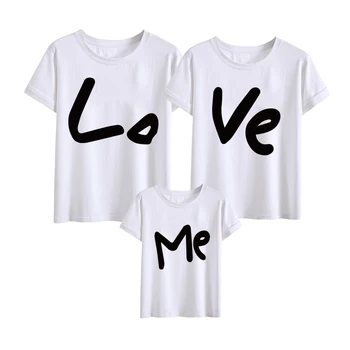 Komik Aşk Bana Aile Eşleştirme Giyim T-shirt Pamuk Aile Bak Anne Baba Kızı Oğul bebek Mektubu Baskı T-shirt Elbise