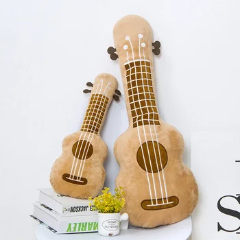 Simülasyon 3D Gitar peluş oyuncak gitar yastık dolması peluş enstrüman ukulele oyuncak çocuk oyuncakları doğum günü hediyesi için çocuk
