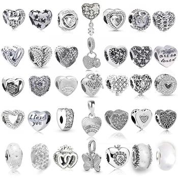 2 Adet / grup gümüş plaka Kalp şeklinde Boncuklu Kolye, Yapmak İçin erkek Ve kadın Bileklik Bilezik Takı, DIY Marka Takı Hediyeler