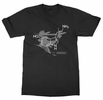 Nöro Hormon Ilaç Serotonin Kimya Molekül Şeması T Shirt %100 % Pamuk Kısa Kollu O-Boyun Rahat T-shirt Yeni Boyut S-3XL