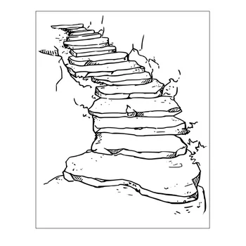 Merdiven Yol Manzara Karalama Defteri Fotoğraf Kartları Hesabı Lastik Damga Şeffaf Şeffaf Pullar El Yapımı Kart Damga