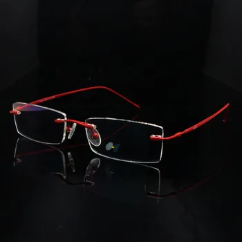 SORBERN Yeni 5 Renk Kare Alaşım Rimless Gözlük Kadın Erkek Işık Optik Kare Reçete Lens İş Gözlük