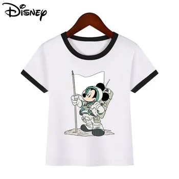 Komik Mickey Mouse Spor Grafik T-Shirt Çocuklar için Sevimli Disney Karakterleri Baskılı Tees Kız Erkek Kısa Kollu Beyaz T Shirt