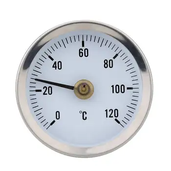 Boru Termometre Sıcak Su Borusu 120 ° Termometre Bimetal Paslanmaz Çelik Yüzey boru klipsi-on Sıcaklık Bahar Sıcaklık Göstergesi