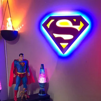 Süper Kahraman LED Gece Lambası 3D yaratıcı duvar lambası dekore Uzaktan Kumanda gece lambası başucu yatak odası oturma odası çocuk hediye