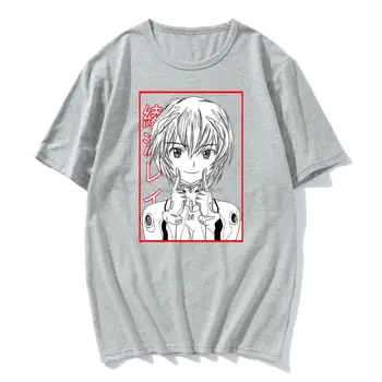 Yaz Harajuku Rei Ayanami Japonya Anime T Shirt Erkek Manga Unisex streetwear tişört Rahat Kısa Kollu Büyük Boy Tshirt