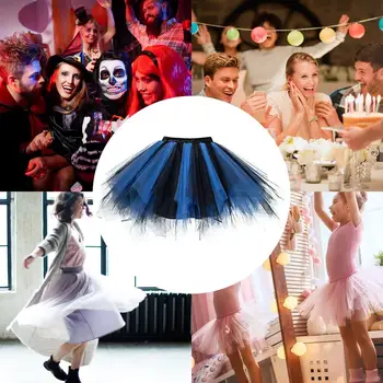 Kadın Kısa Parti Tutu Bale Kabarcık dans eteği Renkli Retro Çok Katmanlı Tül Kombinezon Dans Elbise Balo Akşam Bayan için