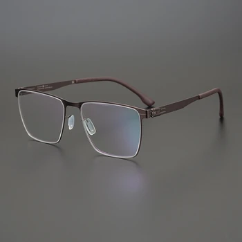 Almanya Berlin Vidasız Tasarım Titanyum Kare Vintage Gözlük Erkekler Ve Kadınlar İçin Optik Reçete Miyopi Gözlük Çerçevesi