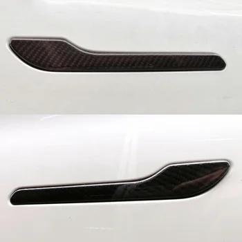 4 Adet Gerçek Karbon Fiber Kapı kulp kılıfı Sticker Tesla Modeli 3 / Y Yan Vücut Koruyucu dekorasyon çıkartmaları Aksesuarları