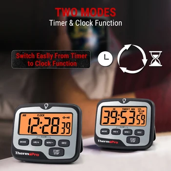 ThermoPro TM01 Arka 4 Alarm Ses Saat Fonksiyonu İle Geri Sayım Countup Pişirme Mutfak Zamanlayıcı