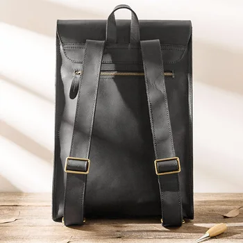 Erkek deri sırt çantası, büyük kapasiteli kişiselleştirilmiş retro deri erkek çanta, basit seyahat sırt çantası