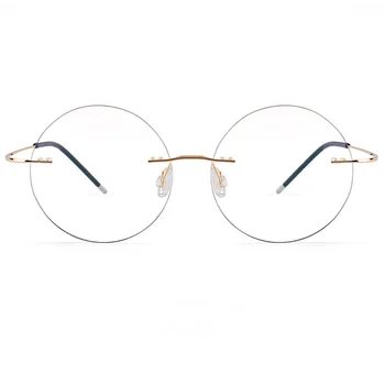 Hafif Titanyum Alaşımlı Çerçevesiz Yuvarlak Gözlük Erkekler ve Kadınlar için Daire Optik Reçete Gözlük Çerçevesi oculos de gri