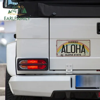 EARLFAMILY 13cm x 6.7 cm Vintage Hawaii Lisans Aloha Gövde Araba Sticker Kişilik Cam Çıkartması Buzdolabı Grafik