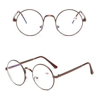 Klasik Yuvarlak Çerçeve Miyopi Gözlük Diyoptri İle-1.0 İla-4.0 Vintage Metal Çerçeve Kadın Erkek Unisex Miyop Gözlük